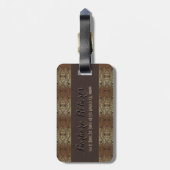 Étiquette À Bagage Bois Gris Look Golden Floral Swils 2 (Dos Vertical)