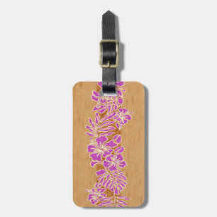Étiquette À Bagage Bois hawaïen de Faux de Tapa de ketmie de Kalaheo