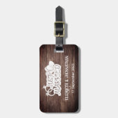 Étiquette À Bagage Bois rustique Marié White Typographie Couple (Devant Vertical)