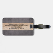 Étiquette À Bagage Bois sur Arrière - plan foncé, Nom de famille (Dos horizontal)