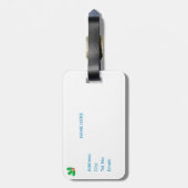 Étiquette À Bagage Boîte cadeau et elfe de Noël sur Turquoise (Dos Vertical)