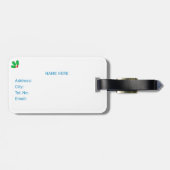 Étiquette À Bagage Boîte cadeau et elfe de Noël sur Turquoise (Dos horizontal)