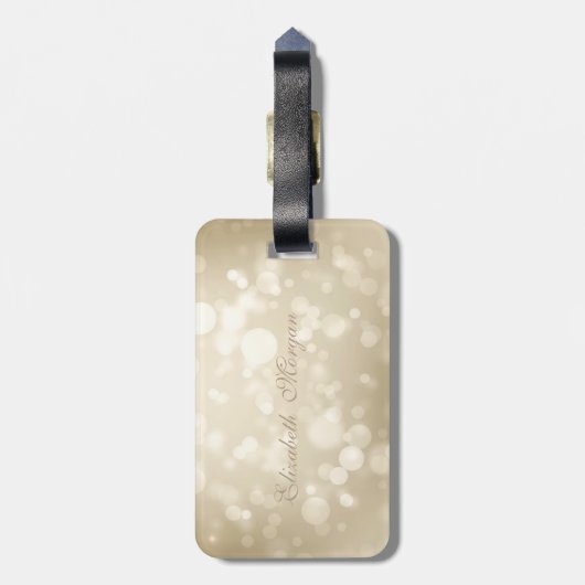 Étiquette À Bagage Bokeh Foil Confetty Gold Parties scintillant Unico (Dos Vertical)