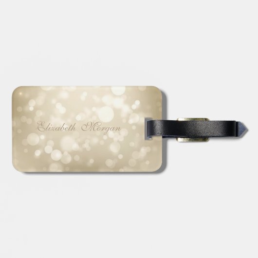 Étiquette À Bagage Bokeh Foil Confetty Gold Parties scintillant Unico (Dos horizontal)