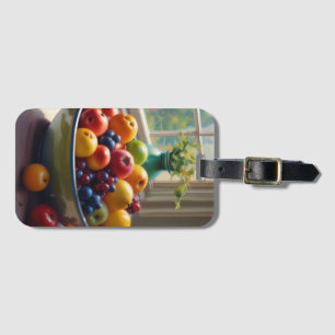 Étiquette À Bagage Bol de fruit sur table peinture à l'huile classiqu