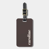Étiquette À Bagage Bold Earthy Brown Modern Personalized Name (Devant Vertical)
