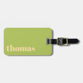 Étiquette À Bagage Bold Parrot Green typography Personalized Name (Devant horizontal)