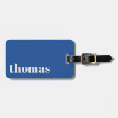 Étiquette À Bagage Bold Royal Blue typography Personalized Name (Devant horizontal)