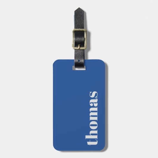 Étiquette À Bagage Bold Royal Blue typography Personalized Name (Devant Vertical)