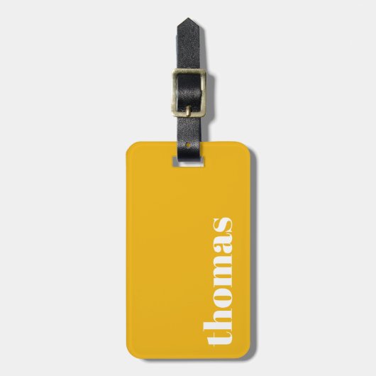 Étiquette À Bagage Bold typography Personalized  Name Yellow  (Devant Vertical)