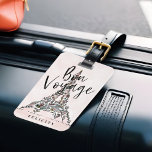 Étiquette À Bagage Bon Voyage | Fleurs florales Paris Tour Eiffel<br><div class="desc">Fleur florale stylée peinte à la main, encre de la tour Eiffel et imprimé d'aquarelle parisienne créent un design unique de porte-bagages. De beaux florneurs noirs dessinés à la ligne noire créent l'impression de la Tour Eiffel avec un lave-linge chic à l'aquarelle qui met en valeur les fleurs pour créer...</div>