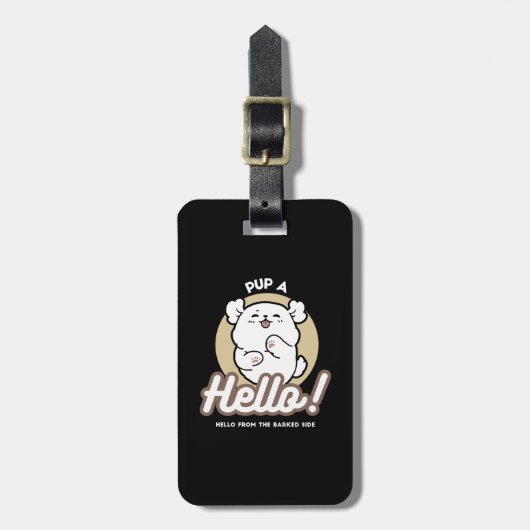 Étiquette À Bagage Bonjour du côté écorché - Jolie conception chien (Devant Vertical)