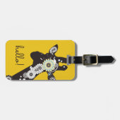 Étiquette À Bagage Bonjour ! - Giraffe Cool Jaune (Devant horizontal)