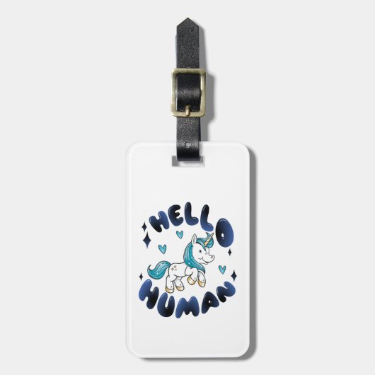 Étiquette À Bagage Bonjour humain Lovely Unicorn (Devant Vertical)