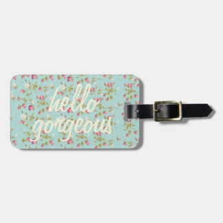 Étiquette À Bagage Bonjour le motif floral vintage magnifique minable
