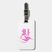 Étiquette À Bagage Bonjour Magnifique Jolie Dame Visage Typographie (Devant Vertical)