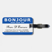 Étiquette À Bagage BONJOUR mon nom est (bleu) (Dos horizontal)