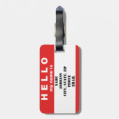 Étiquette À Bagage Bonjour mon nom est… étiquette de bagage (Dos Vertical)