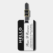 Étiquette À Bagage bonjour mon nom est noir et blanc (Devant Vertical)