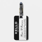 Étiquette À Bagage bonjour mon nom est noir et blanc (Dos Vertical)