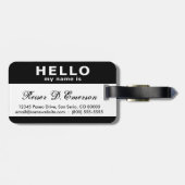 Étiquette À Bagage bonjour mon nom est noir et blanc (Dos horizontal)