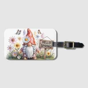 Étiquette À Bagage Bonjour Nain de Jardin de Printemps : Joli Nain av