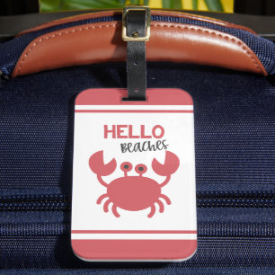 Étiquette À Bagage Bonjour Plages - Drôle Citation Cute Crab Cartogra