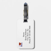 Étiquette À Bagage Bonjour Pour Le Rouge, Blanc & Bleu (Dos Vertical)