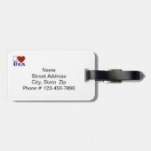 Étiquette À Bagage Bonjour Pour Le Rouge, Blanc & Bleu (Dos horizontal)