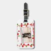 Étiquette À Bagage Bordure Collie Noël (Devant Vertical)