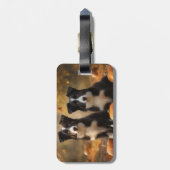 Étiquette À Bagage Bordure Collie Puppy Automne Citrouille de plaisir (Dos Vertical)