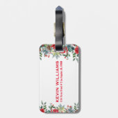 Étiquette À Bagage Bordure de fleurs de Noël (Dos Vertical)