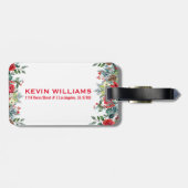 Étiquette À Bagage Bordure de fleurs de Noël (Dos horizontal)