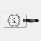 Étiquette À Bagage Bordure florale avec monogramme (Dos horizontal)