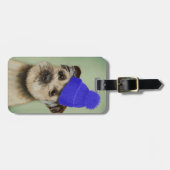 Étiquette À Bagage Bordure Terrier avec Casquette Bobble Bleu (Devant horizontal)