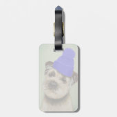 Étiquette À Bagage Bordure Terrier avec Casquette Bobble Bleu (Dos Vertical)