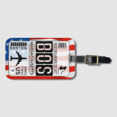 Étiquette À Bagage BOS Boston Massachusetts (Devant Horizontal)