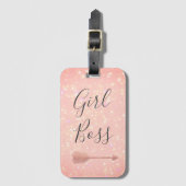Étiquette À Bagage Boss fille rose chatoyante (Devant Vertical)