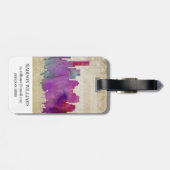 Étiquette À Bagage Boston, horizon de ville d'aquarelle de mA | (Dos horizontal)