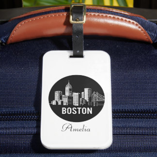 Étiquette À Bagage Boston Massachusetts City Skyline |
