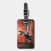 Étiquette À Bagage Boston Terrier à l'automne Leaves automne Inspire (Devant Vertical)