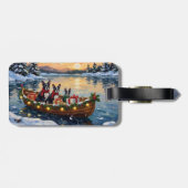 Étiquette À Bagage Boston Terrier Christmas Boat Holiday (Dos horizontal)