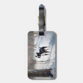 Étiquette À Bagage Boston Terrier Laisser neiger Noël (Dos Vertical)