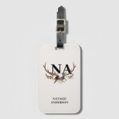 Étiquette À Bagage botanique florale rustique monogramme d'automne pe (Devant Vertical)