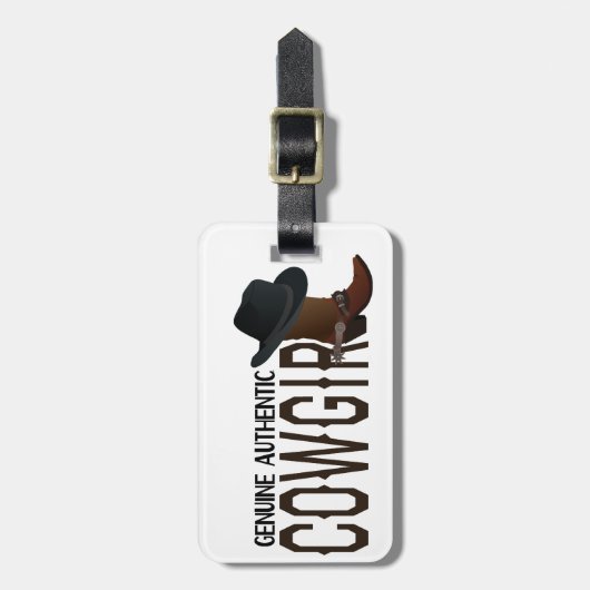 Étiquette À Bagage Botte et casquette authentiques véritables de (Devant Vertical)