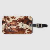 Étiquette À Bagage Bottes Brown de cowboy à la crème (Devant Horizontal)