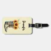 Étiquette À Bagage Bottes rustiques Cowboy avec tournesol (Devant horizontal)