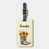 Étiquette À Bagage Bottes rustiques Cowboy avec tournesol (Devant Vertical)