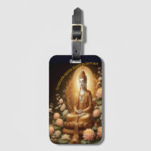 Étiquette À Bagage Bouddha au milieu de fleurs de lotus. (Devant Vertical)