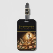 Étiquette À Bagage Bouddha au milieu de fleurs de lotus. (Devant Vertical)